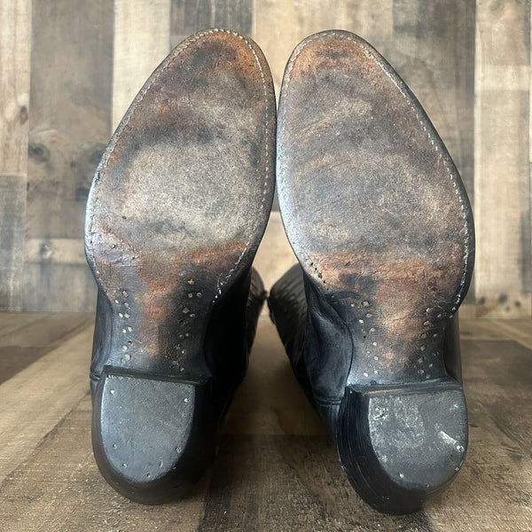 Tony Lama Vintage Tall Black Cowboy Boots Womens 10 B