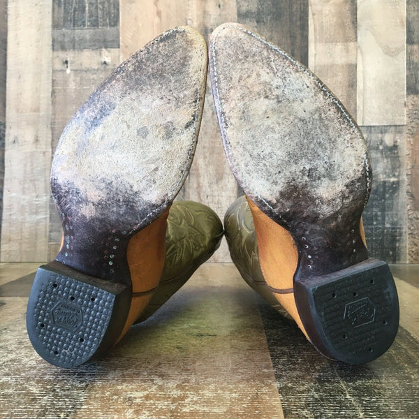 Tony Lama Vintage Gold Label Ostrich Wingtip Cowboy Boots Mens 7.5 D