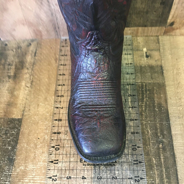 Dan Post 5204 Callahan Square Toe Black Cherry Ostrich Cowboy Boots Mens 9 D