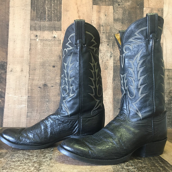Tony Lama Vtg Gold Label Smooth Ostrich Round Toe Cowboy Boots Mens 11 B