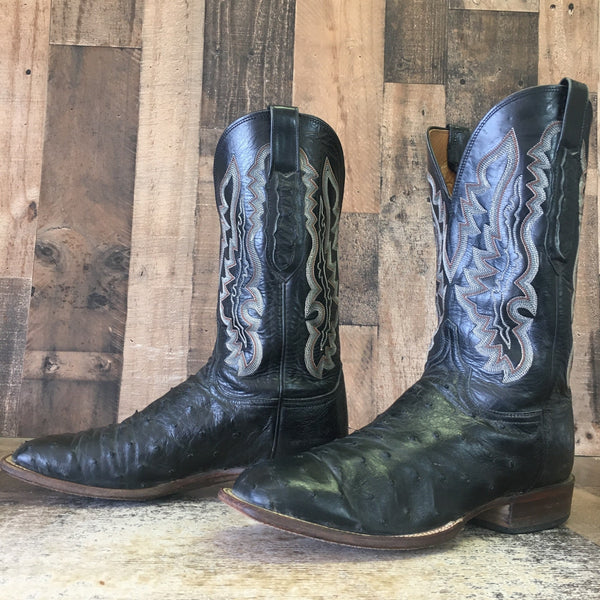 Lucchese CY1102.W8 Full Quill Ostrich Square Toe Cowboy Boots Mens 11 D