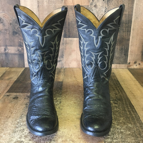 Tony Lama Vtg Gold Label Smooth Ostrich Round Toe Cowboy Boots Mens 11 B