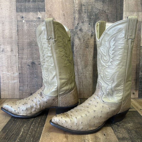 Tony Lama Vintage Full Quill Ostrich Cowboy Boots Mens 11 EE