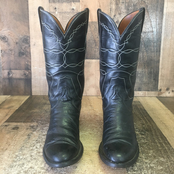 Lucchese L6235 San Antonio Vtg Smooth Ostrich Cowboy Boots Mens 9 D