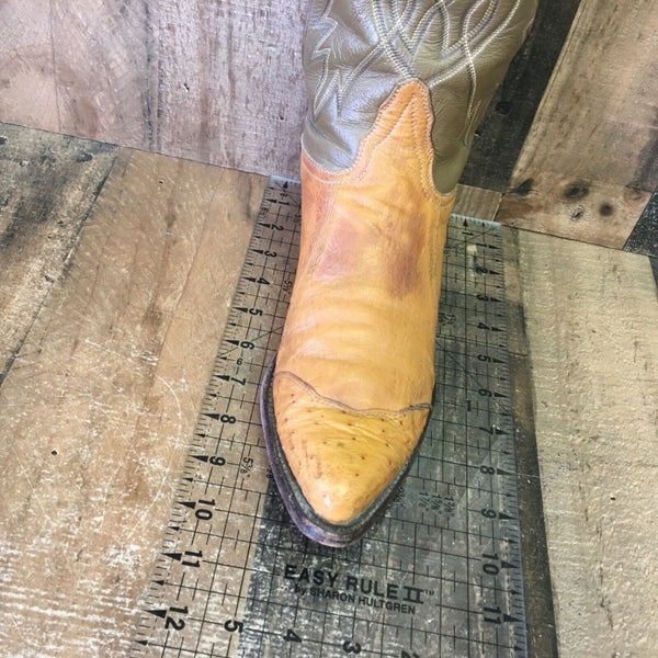 Tony Lama Vintage Gold Label Ostrich Wingtip Cowboy Boots Mens 7.5 D