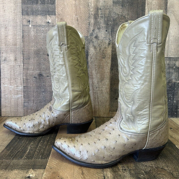 Tony Lama Vintage Full Quill Ostrich Cowboy Boots Mens 11 EE