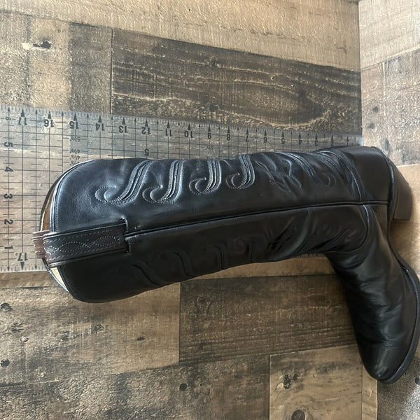 Tony Lama Vintage Tall Black Cowboy Boots Womens 10 B