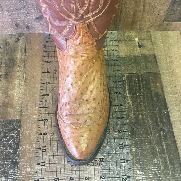 Tony Lama Vtg Full Quill Ostrich Wingtip Cowboy Boots Mens 9 D