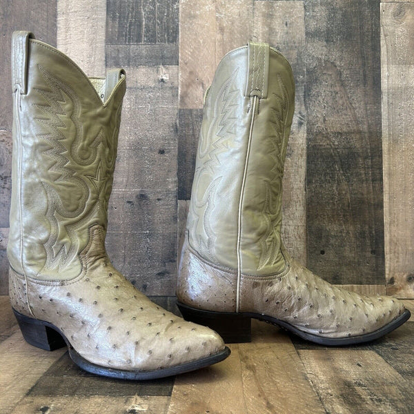 Tony Lama Vintage Full Quill Ostrich Cowboy Boots Mens 11 EE