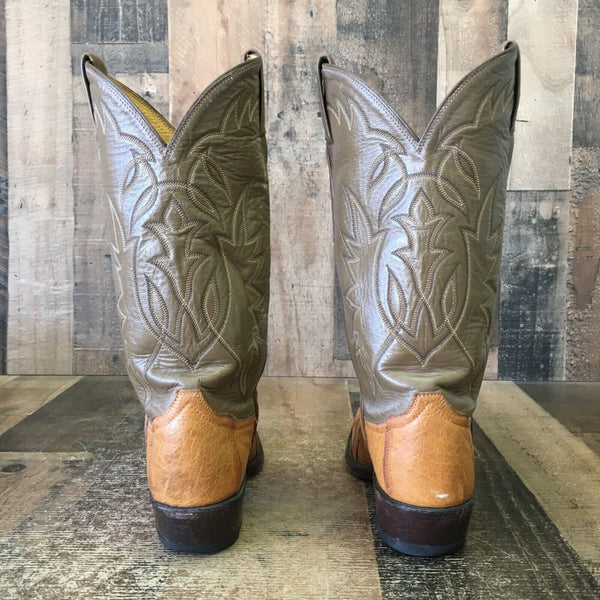 Tony Lama Vintage Gold Label Ostrich Wingtip Cowboy Boots Mens 7.5 D