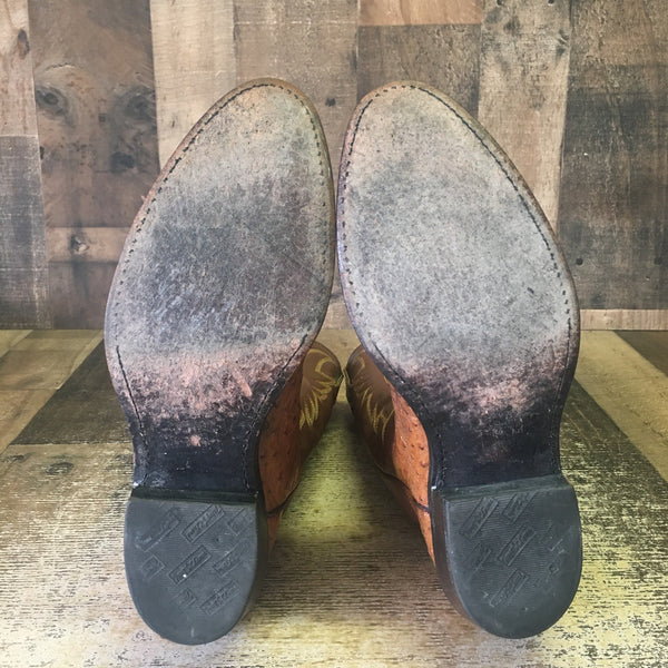 Tony Lama Vtg Full Quill Ostrich Wingtip Cowboy Boots Mens 9 D