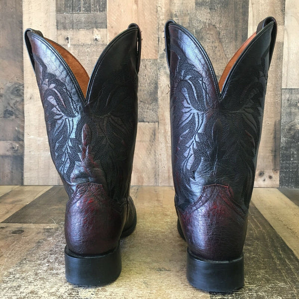 Dan Post 5204 Callahan Square Toe Black Cherry Ostrich Cowboy Boots Mens 9 D