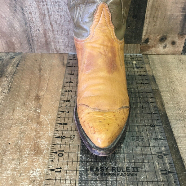 Tony Lama Vintage Gold Label Ostrich Wingtip Cowboy Boots Mens 7.5 D