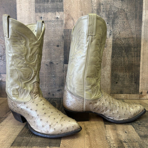 Tony Lama Vintage Full Quill Ostrich Cowboy Boots Mens 11 EE