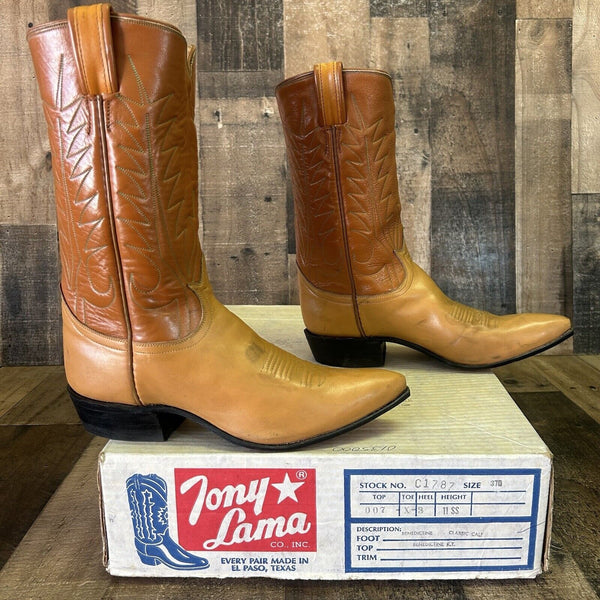 Tony Lama Vintage Gold Label Cowboy Boots Womens 7 C