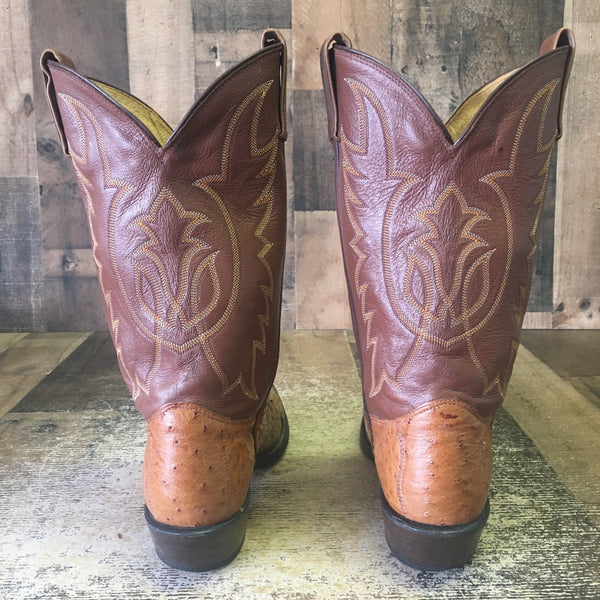 Tony Lama Vtg Full Quill Ostrich Wingtip Cowboy Boots Mens 9 D