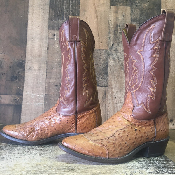 Tony Lama Vtg Full Quill Ostrich Wingtip Cowboy Boots Mens 9 D