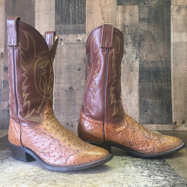 Tony Lama Vtg Full Quill Ostrich Wingtip Cowboy Boots Mens 9 D