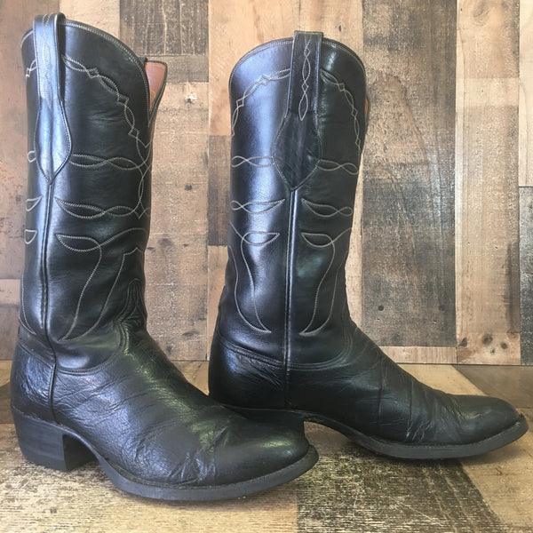 Lucchese L6235 San Antonio Vtg Smooth Ostrich Cowboy Boots Mens 9 D