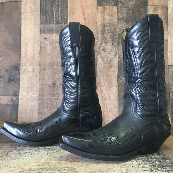 Sendra 3241 Pointed Toe Classic Black Cowboy Boots Mens 9