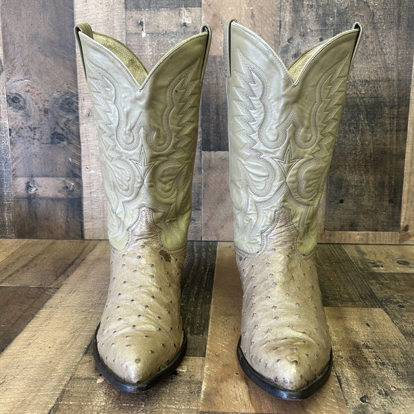 Tony Lama Vintage Full Quill Ostrich Cowboy Boots Mens 11 EE