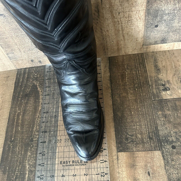 Tony Lama Vintage Tall Black Cowboy Boots Womens 10 B