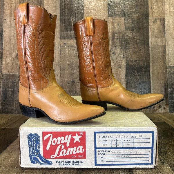 Tony Lama Vintage Gold Label Cowboy Boots Womens 7 C