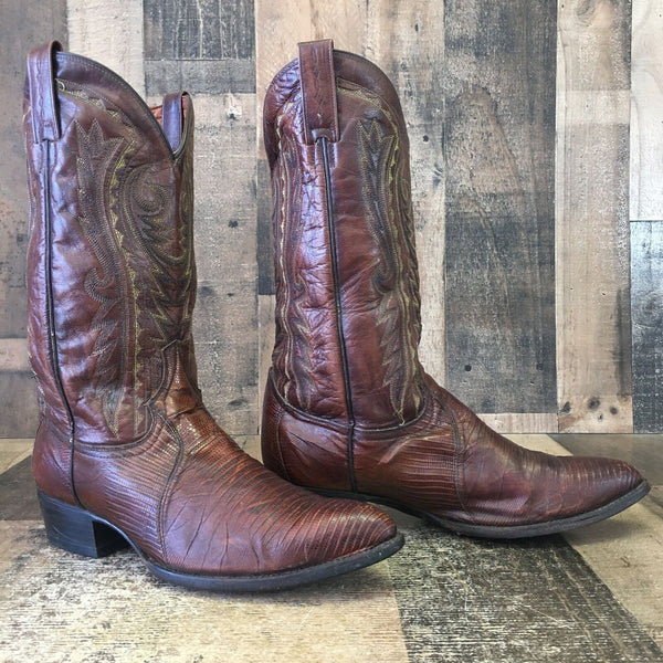 Dan Post 2351 Vintage Teju Lizard Cowboy Boots Mens 10 EW