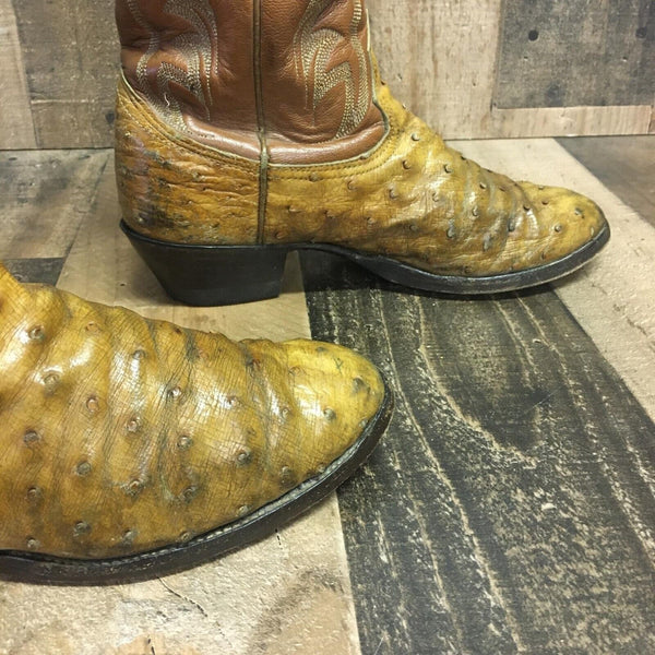 Nocona Vintage Full Quill Ostrich Cowboy Boots Mens 7 D