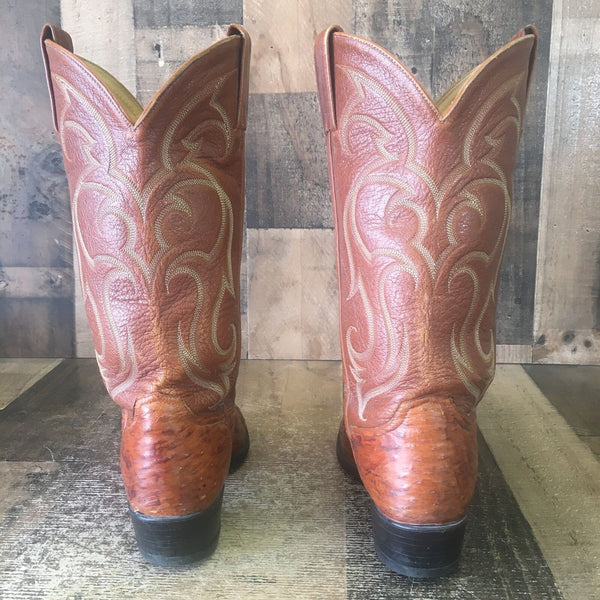 Tony Lama Vintage Ostrich Cowboy Boots Mens 8.5 D