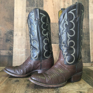 Tony Lama Vintage Gold Label Teju Lizard Cowboy Boots Mens 8 D