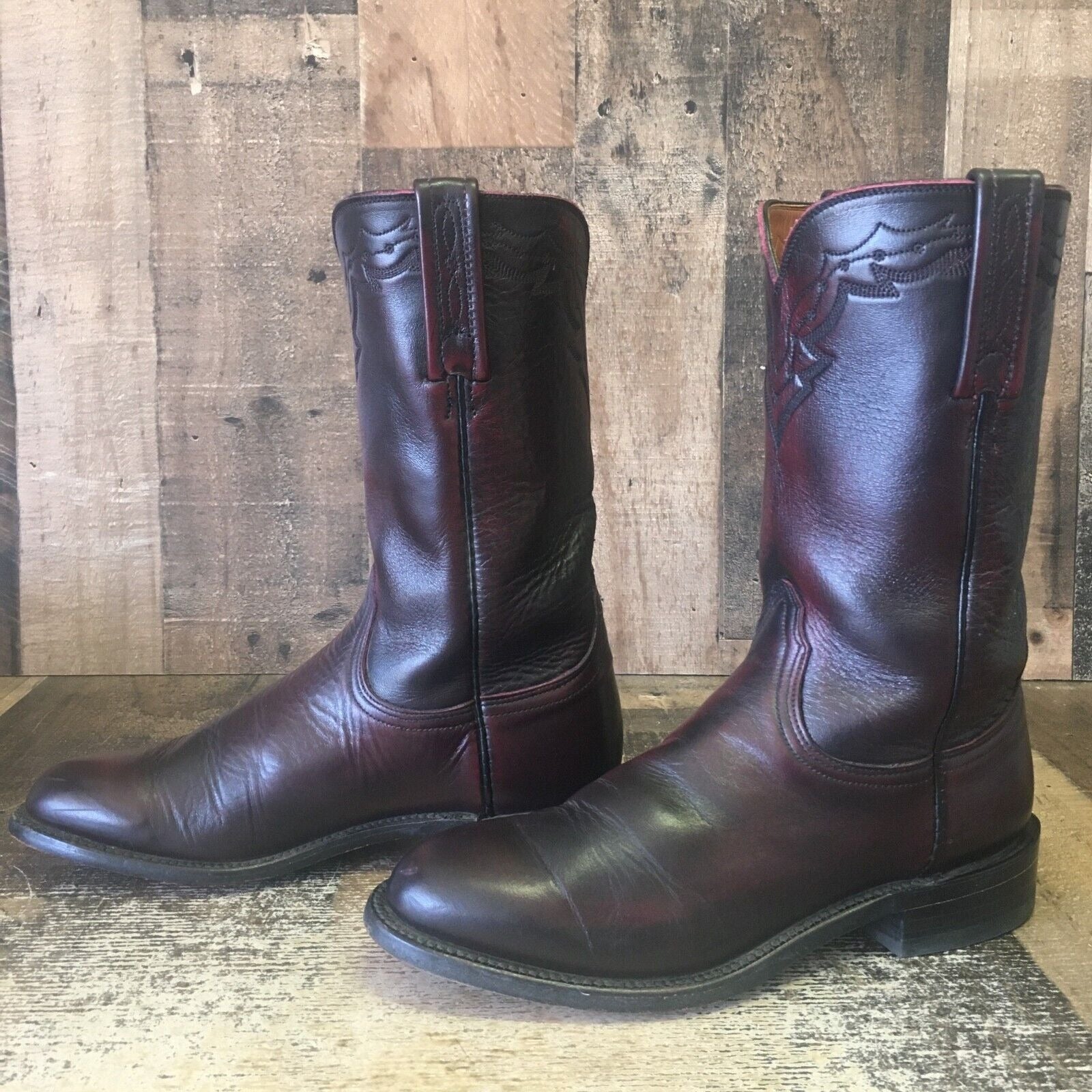 Lucchese 2000 Black Cherry T0083C2 Cowboy Boots Mens 7 D