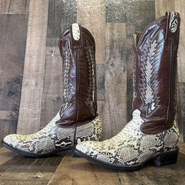 Montana Snakeskin Inlay Cowboy Boots Mens 8.5 EE