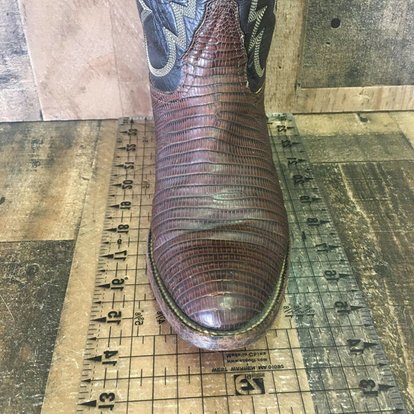 Tony Lama Vintage Gold Label Teju Lizard Cowboy Boots Mens 8 D