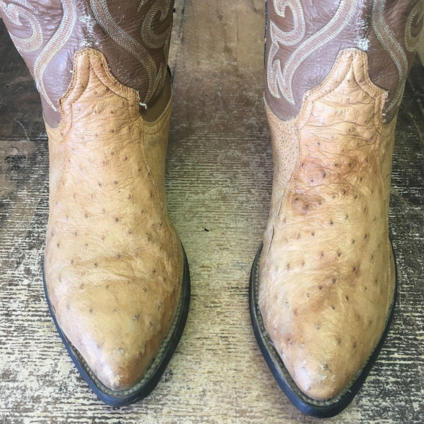 Cowtown Vintage Ostrich Cowboy Boots Mens 8 EE