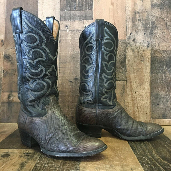 Justin Vintage Lizard Cowboy Boots Mens 8 E