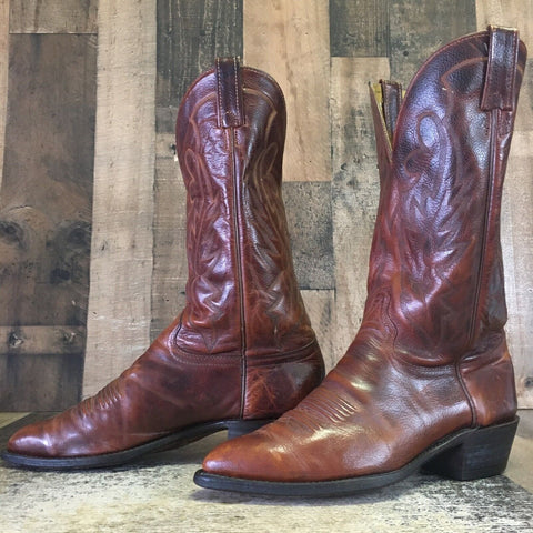 J Chisholm Vintage Classic Brown Cowboy Boots Mens 9 D