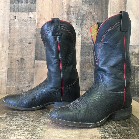 Hondo Vintage Round Toe Classic Black Cowboy Boots Mens 8 D