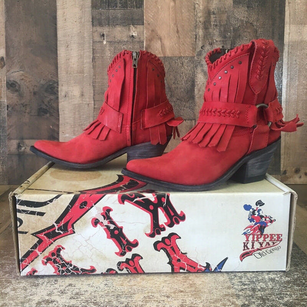 Old Gringo Yippee Kiyay Lavar 7” YBL2434-3 Red Ankle Cowboy Boots Womens 7.5 B