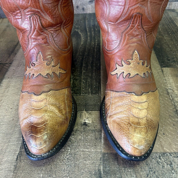 Lucchese Classics Handmade GC5842 Ostrich Leg Inlay Cowboy Boots Mens 9.5 EE