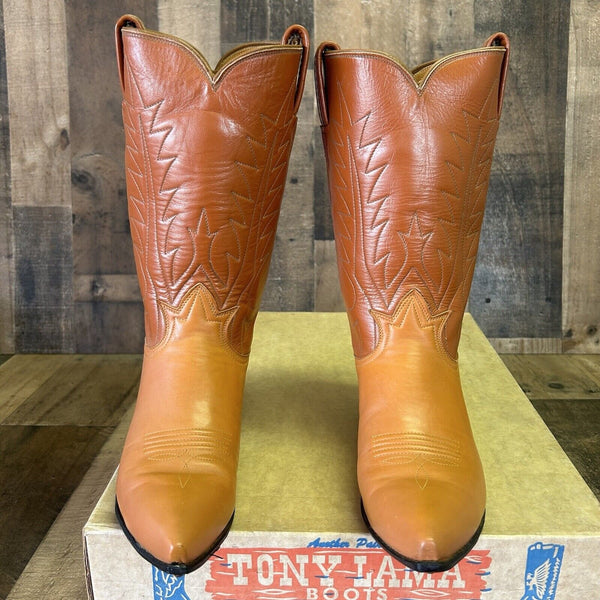 Tony Lama Vintage Gold Label Pointed Toe Cowboy Boots Womens 6.5 C