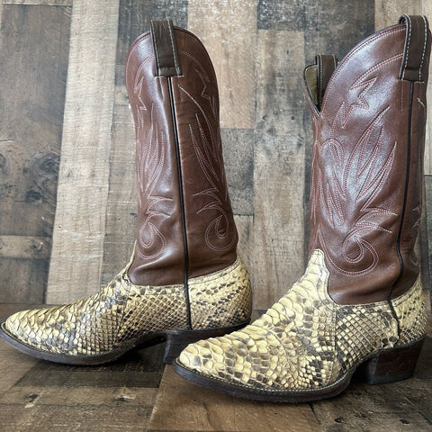 Champion Boot Co Vintage Snakeskin Cowboy Boots Mens 8.5 D