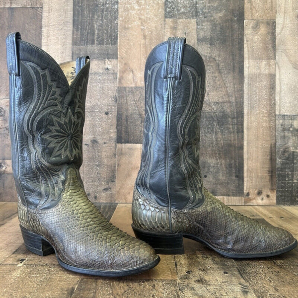 Tony Lama Vintage Gold Label Snakeskin Cowboy Boots Mens 9 D