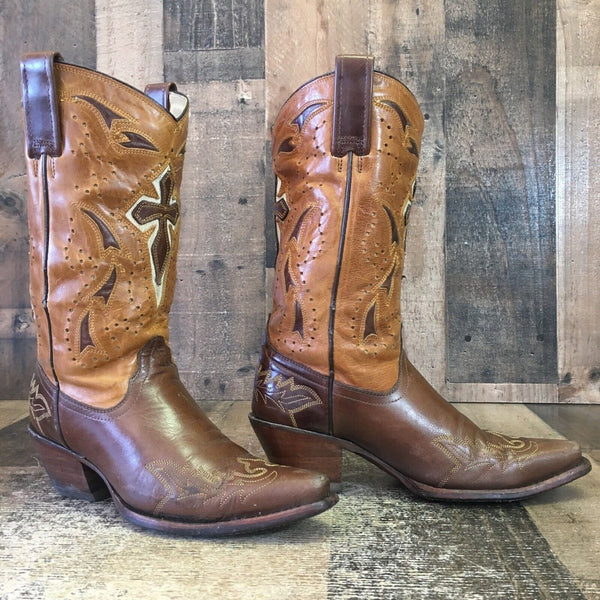 Corral R5732 Leather Inlay Cross Snip Toe Cowboy Boots Womens 7 M