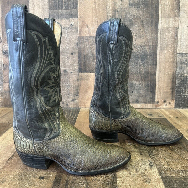 Tony Lama Vintage Gold Label Snakeskin Cowboy Boots Mens 9 D