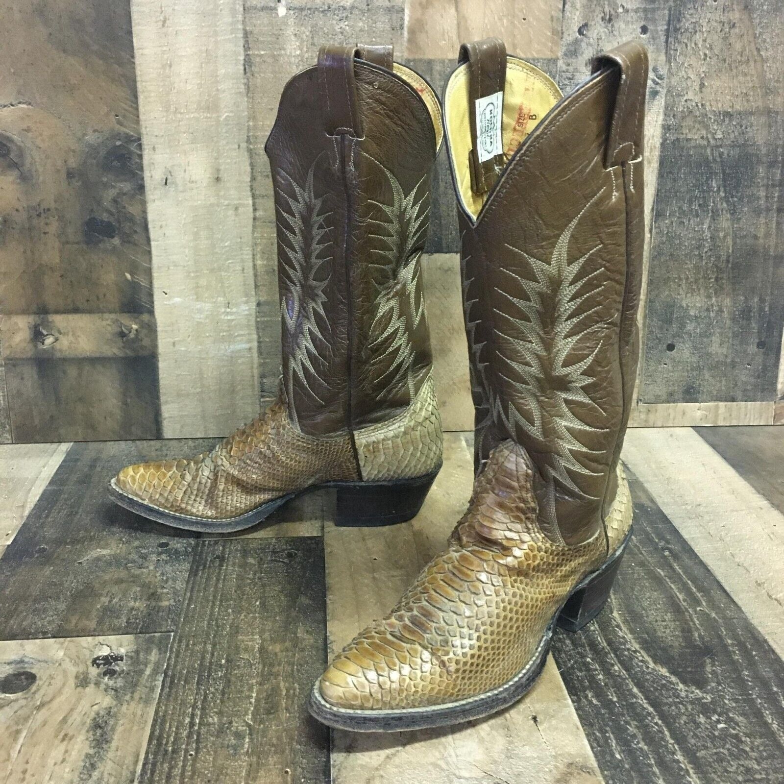 Nocona Vintage Snakeskin Cowboy Boots Womens 6 B