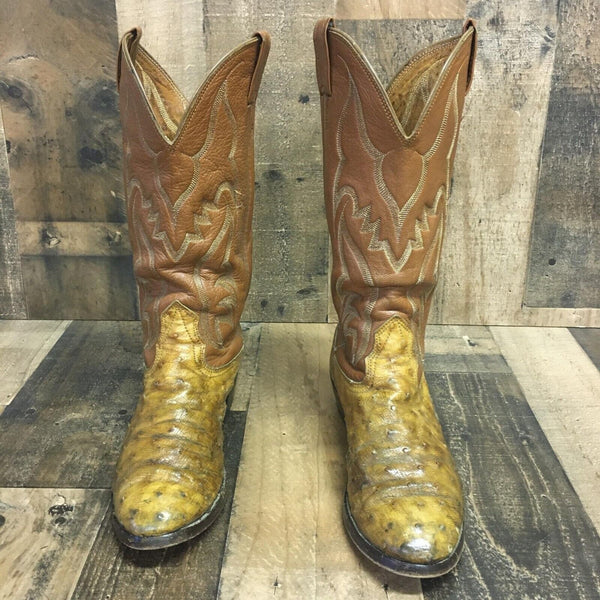 Nocona Vintage Full Quill Ostrich Cowboy Boots Mens 7 D