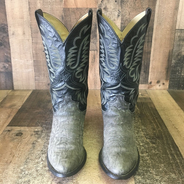 Justin Cowboy J20976 Vintage Sueded Bull Shoulder Cowboy Boots Mens 8.5 D