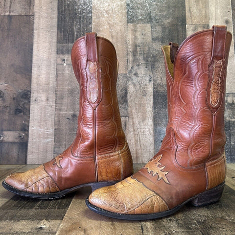 Lucchese Classics Handmade GC5842 Ostrich Leg Inlay Cowboy Boots Mens 9.5 EE