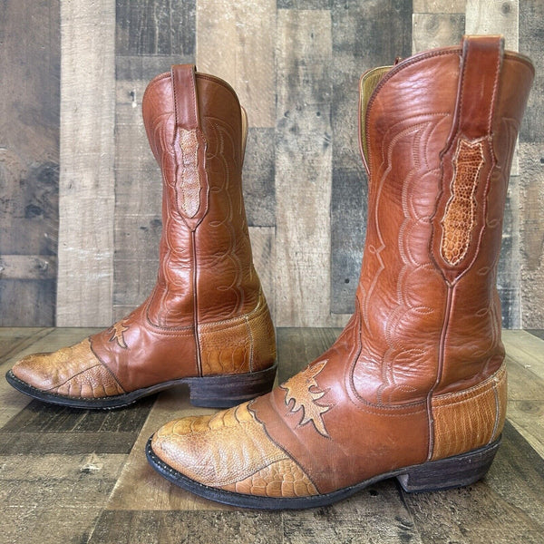 Lucchese Classics Handmade GC5842 Ostrich Leg Inlay Cowboy Boots Mens 9.5 EE